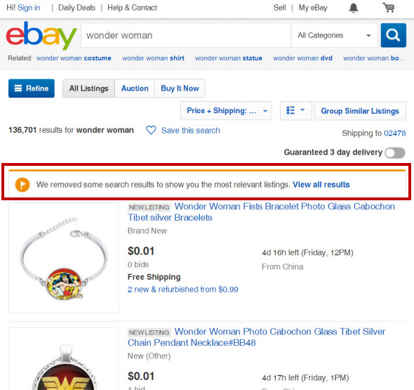 Should eBay Be Restricting Search Results?