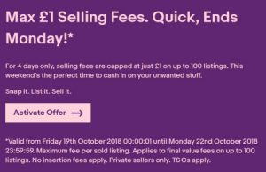 eBay UK Seller Promotion October 2018